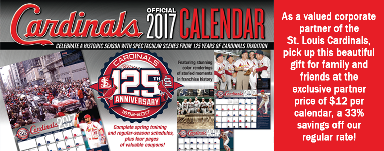 Cardinals Official 2017 Calendar $12
